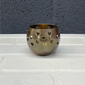 VINTAGE | Heart Pierced Solid Brass Indian Tea Light Candle Holder